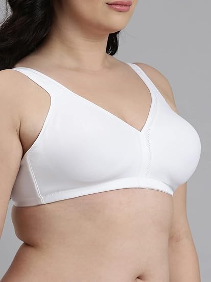 Enamor Plush Comfort Side Support & Lift Women's Everyday Full Support Plunge Bra – Non-Padded, Wirefree, High Coverage, All-Day Comfort F024